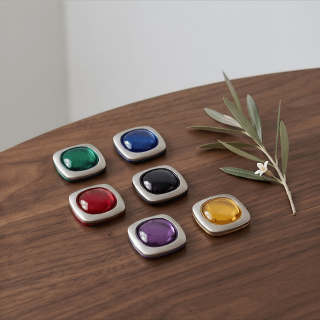 Stone Magnetic Brooch Set – 4-Piece Luxury Gemstone Hijab Closure | North Abaya