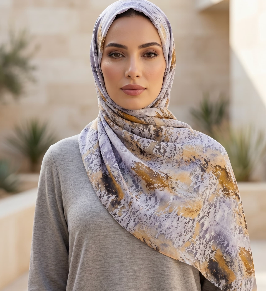 Grey Gold Floral Print Chiffon Scarf – Hijab Scarf Canada