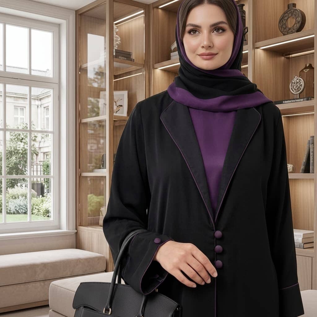 Classic Lapel Open-Front Abaya – Premium Modest Fashion Canada Abaya North Abaya 