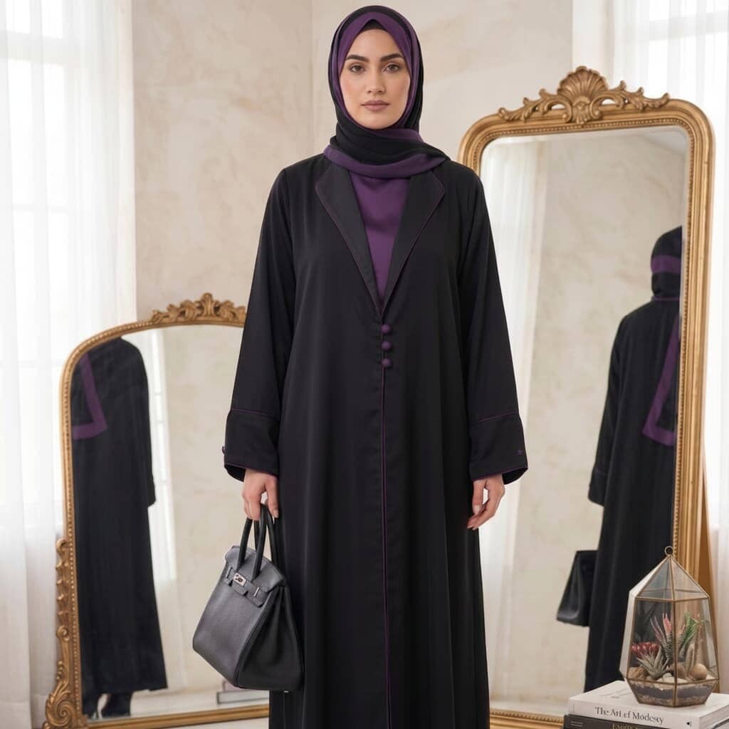 Classic Lapel Open-Front Abaya – Premium Modest Fashion Canada Abaya North Abaya 