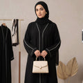 Contrast Piping Open-Front Abaya – Premium Abaya Online Canada Abaya North Abaya 