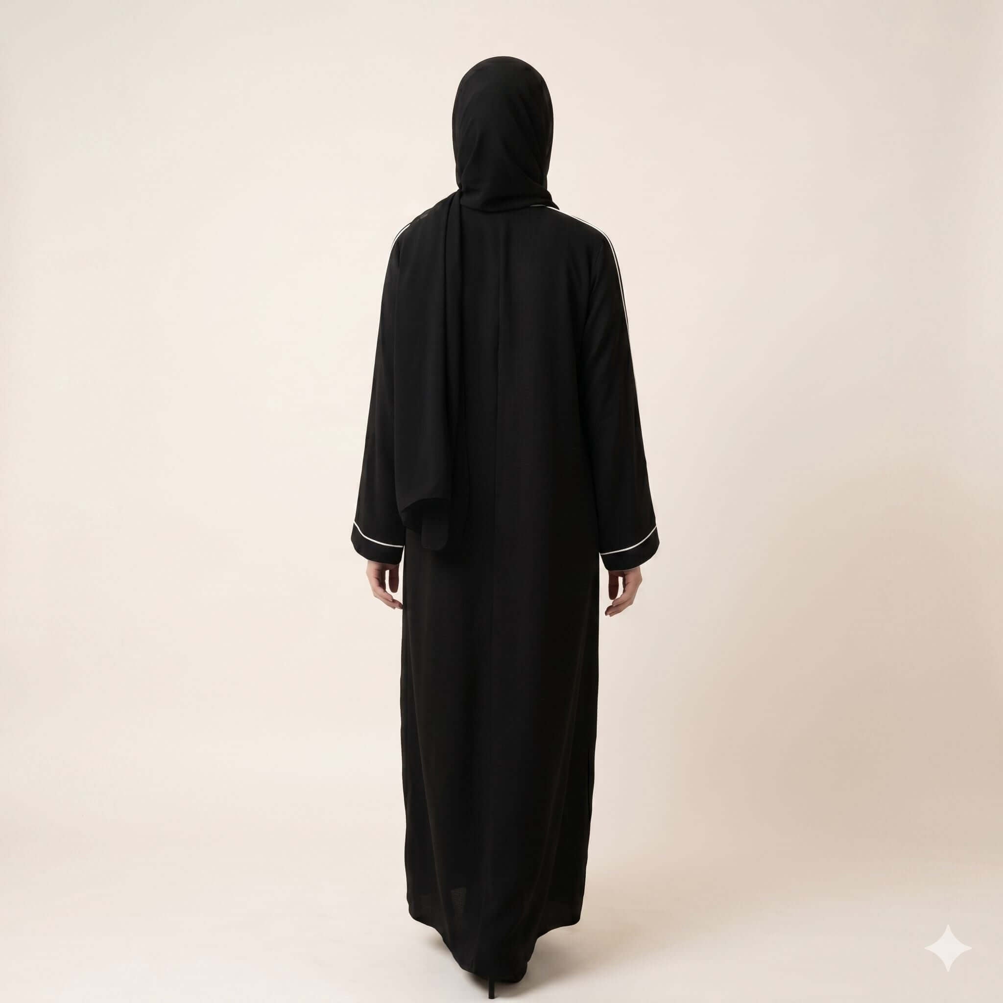Contrast Piping Open-Front Abaya – Premium Abaya Online Canada Abaya North Abaya 