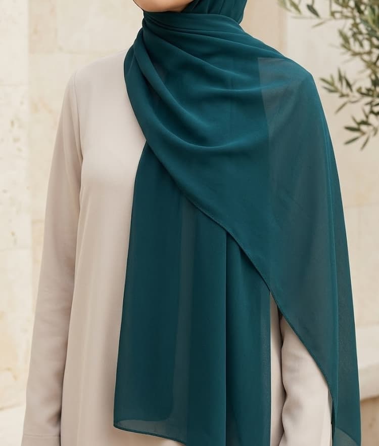 Teal Solid Georgette Hijab Scarf – Multicolor Canada