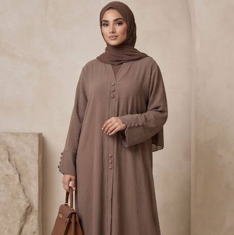 Georgette Button-Front Abaya – Casual Modest Fashion Canada Abaya North Abaya 