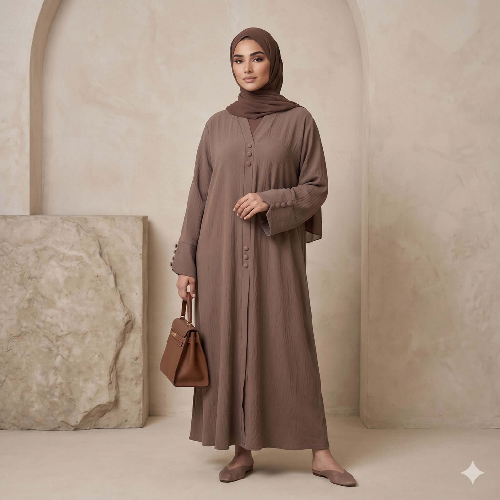 Georgette Button-Front Abaya – Casual Modest Fashion Canada Abaya North Abaya 