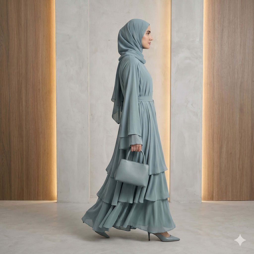 Layered Ruffle Frock Abaya – Modern Modest Fashion Canada Abaya North Abaya 