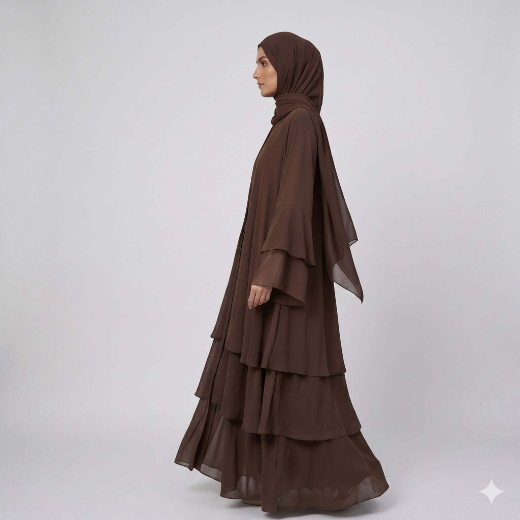 Layered Ruffle Frock Abaya – Modern Modest Fashion Canada Abaya North Abaya Brown S 