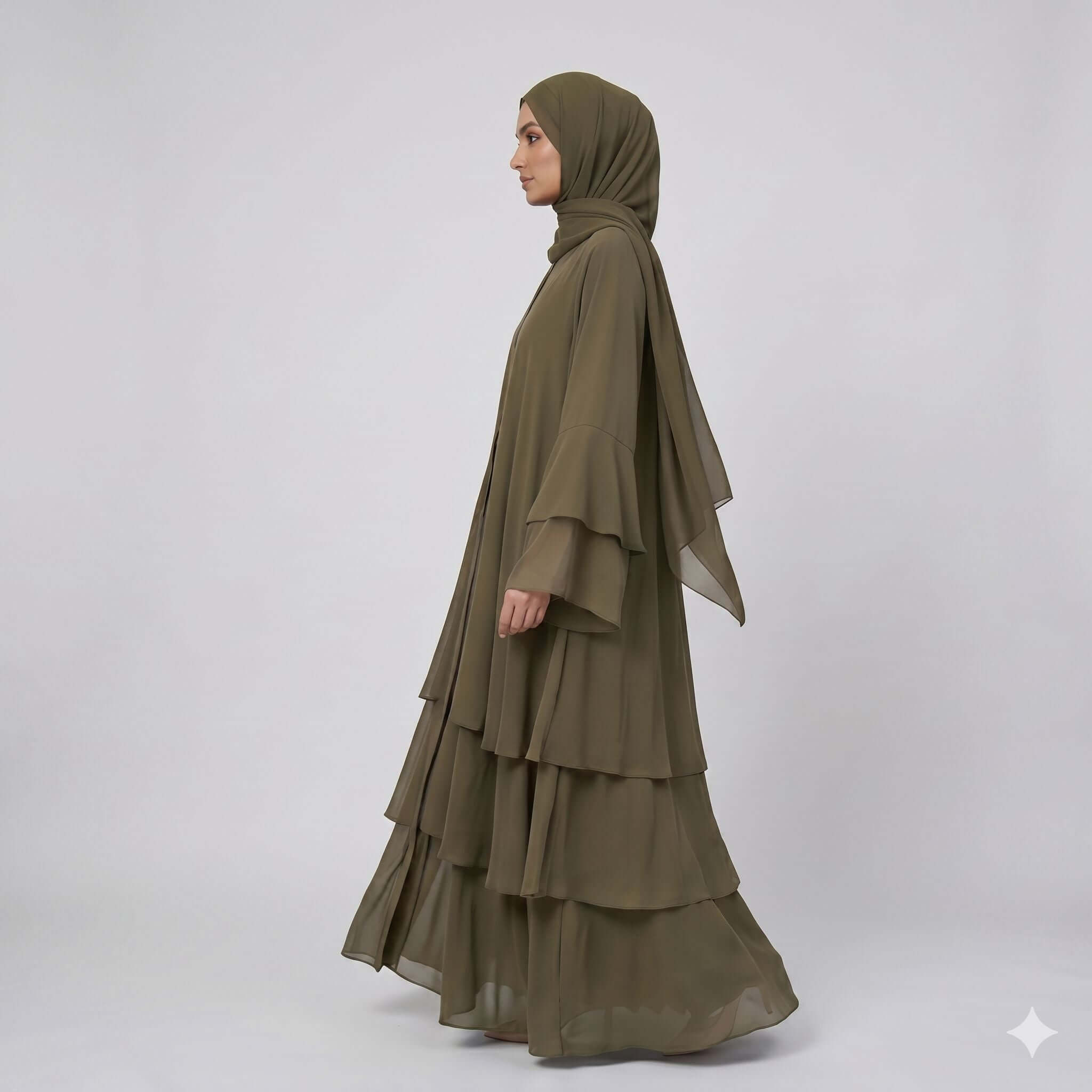 Layered Ruffle Frock Abaya – Modern Modest Fashion Canada Abaya North Abaya Zinc S 