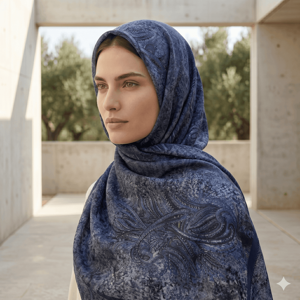 Turkish Printed Chiffon Scarf – Luxury Bordered Hijab | North Abaya