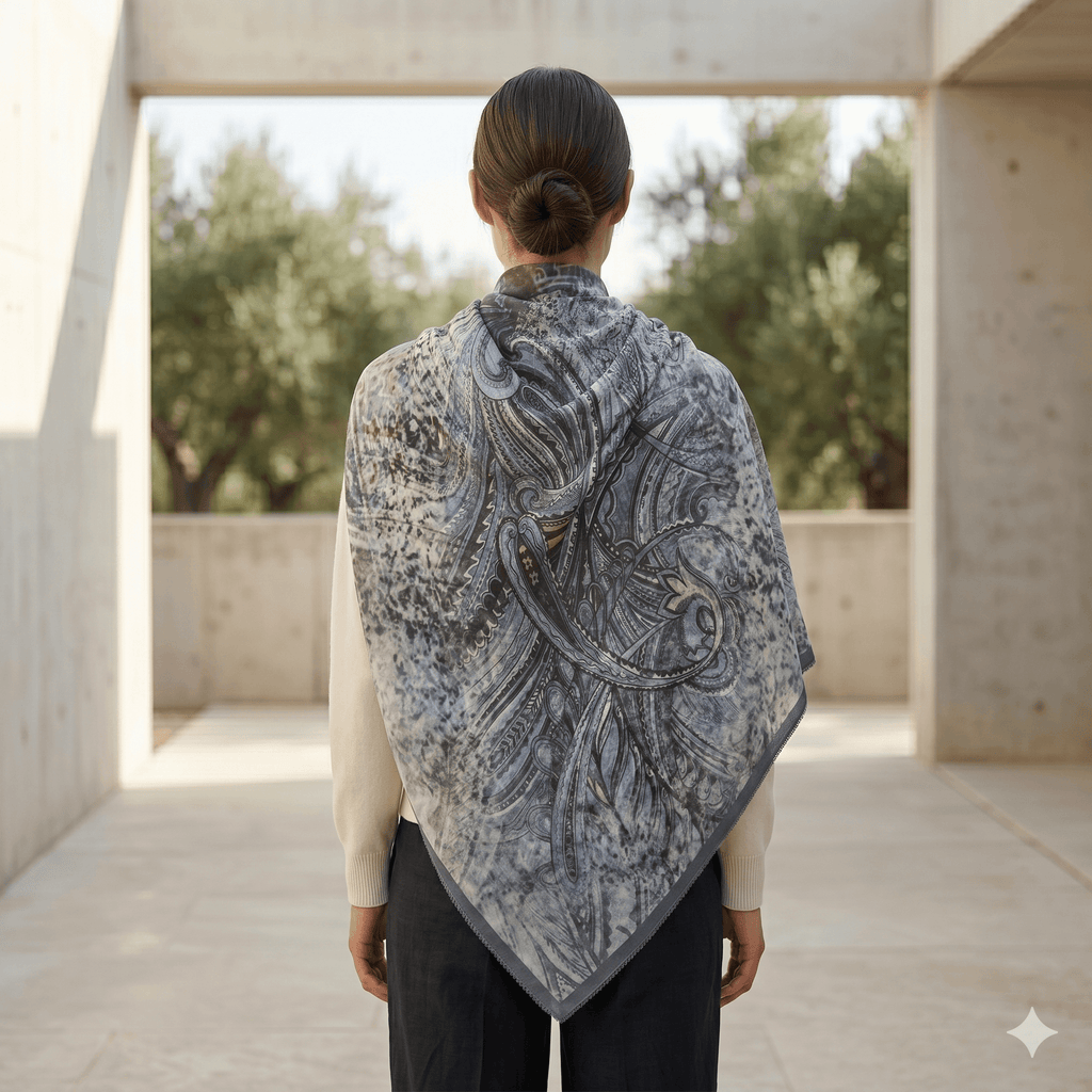 Turkish Printed Chiffon Scarf – Luxury Bordered Hijab | North Abaya