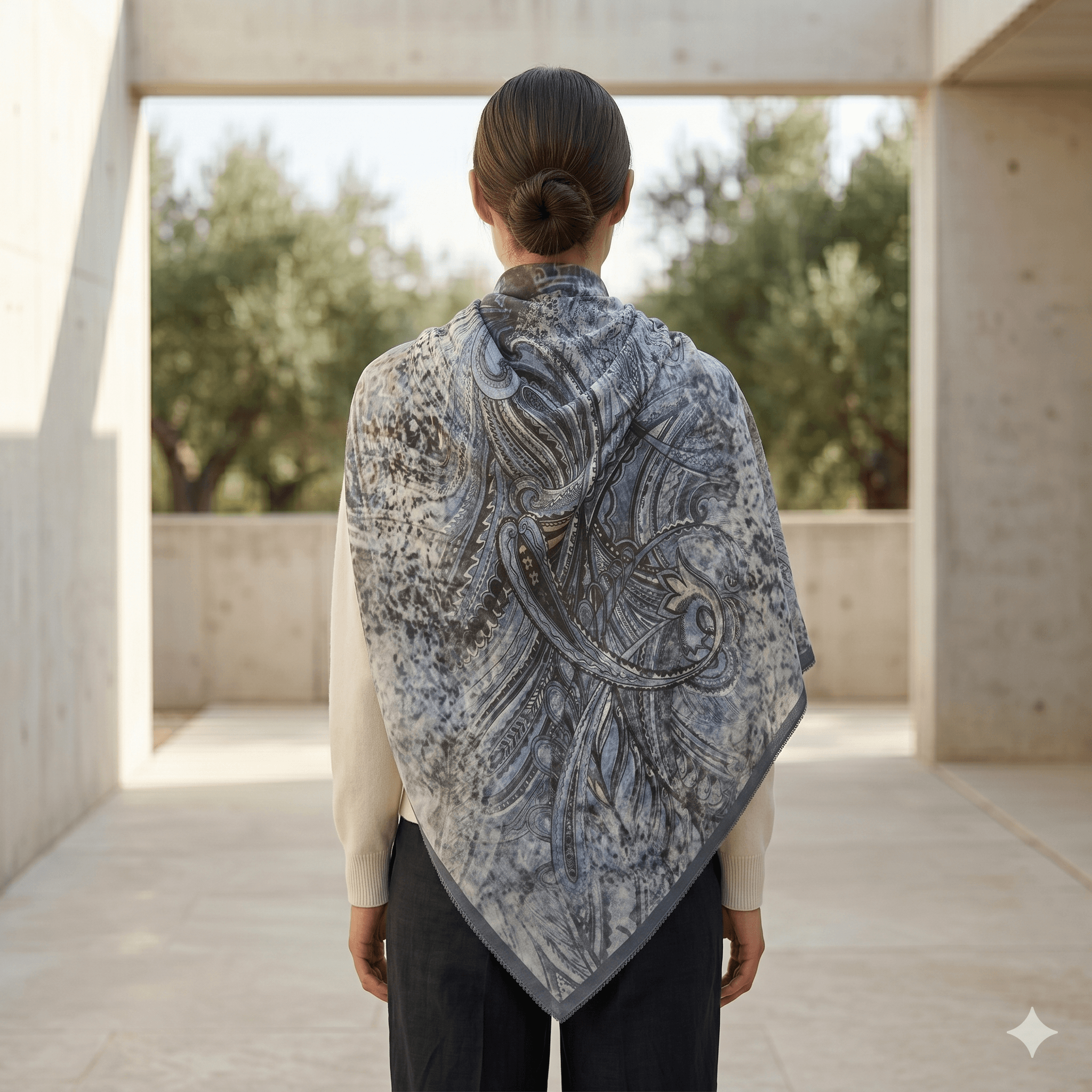 Turkish Printed Chiffon Scarf – Luxury Bordered Hijab | North Abaya