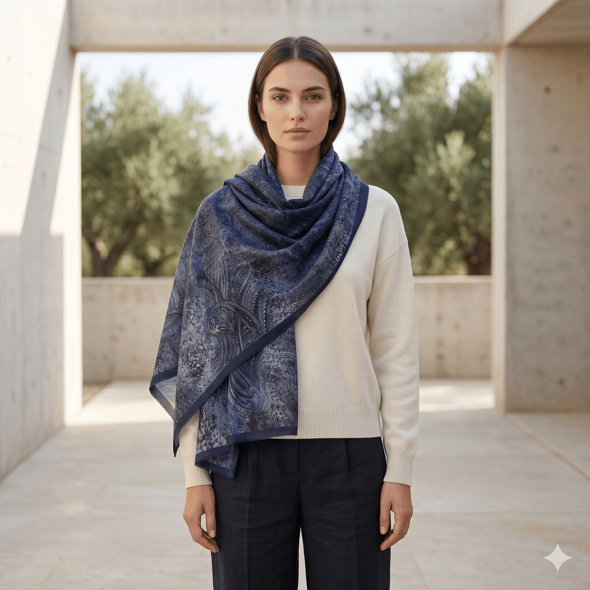 Turkish Printed Chiffon Scarf – Luxury Bordered Hijab | North Abaya