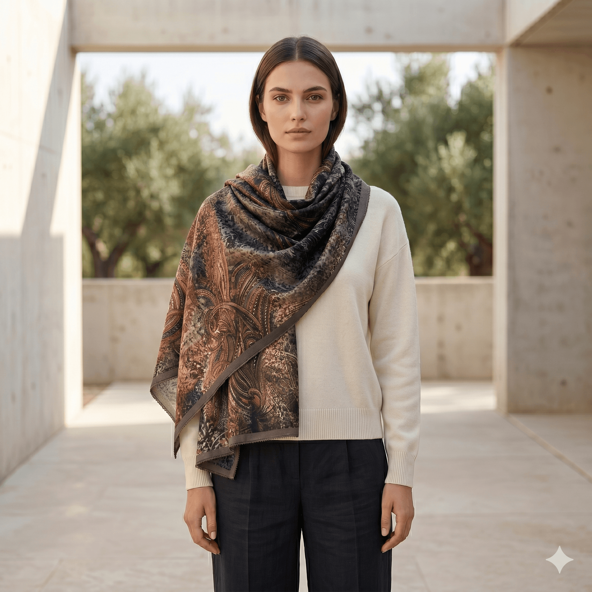 Turkish Printed Chiffon Scarf – Luxury Bordered Hijab | North Abaya