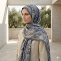 Turkish Printed Chiffon Scarf – Luxury Bordered Hijab | North Abaya